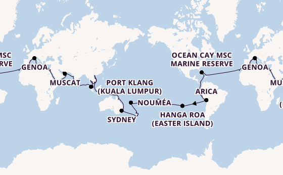 Round-the-World Trip from Marseille, France with the MSC Magnifica