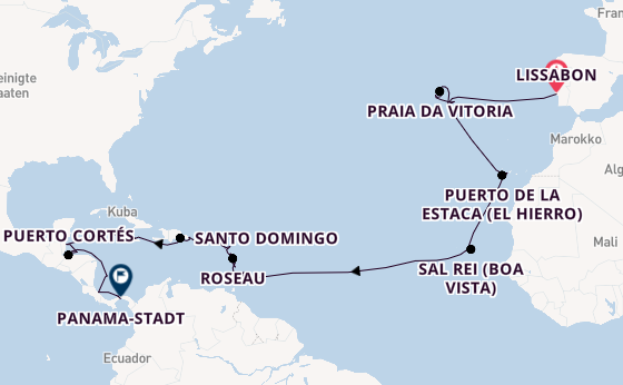 Transatlantik ab Lissabon, Portugal auf der VASCO DA GAMA