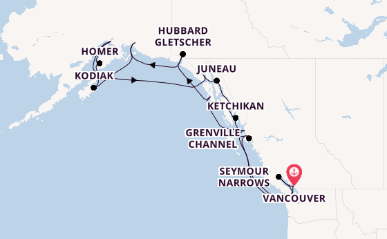 Alaska ab Vancouver, Kanada auf der Zaandam
