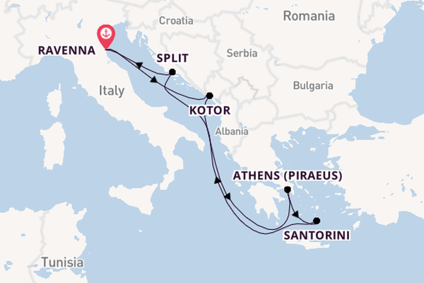 Mediterranean Sea from Ravenna, Italy with the Brilliance of the Seas