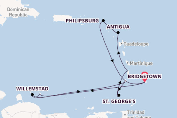 Southern Caribbean from Bridgetown, Barbados with the Britannia 