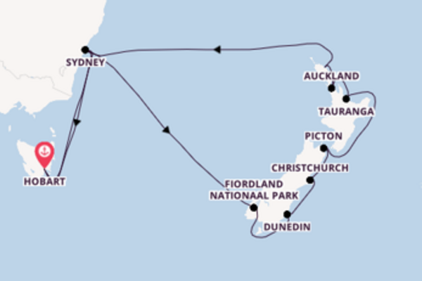 Cruise in 19 dagen naar Hobart met Princess Cruises