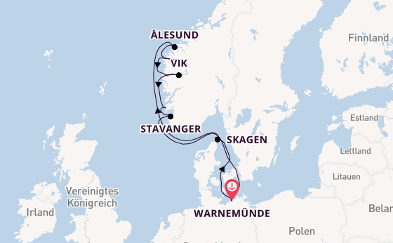 Norwegen ab Warnemünde auf AIDAmar