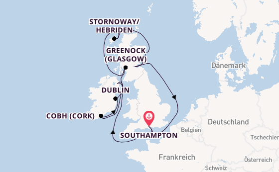 Vereinigtes Königreich ab Southampton, Großbritannien auf der Norwegian Sky