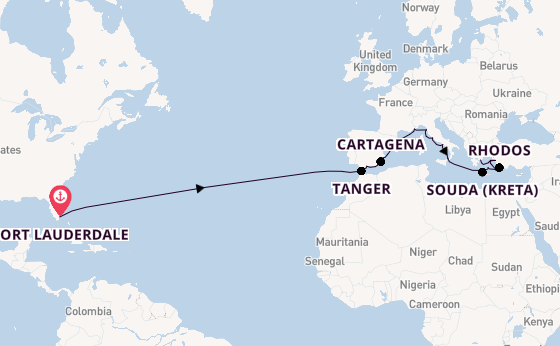 trans-Atlantisch vanaf Fort Lauderdale, Verenigde Staten met de Oosterdam