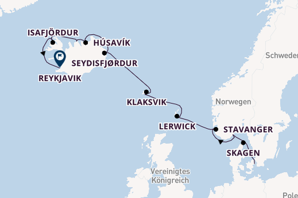 Arktis ab Kopenhagen, Dänemark auf der Seabourn Quest