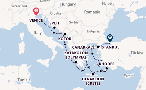 Eastern Mediterranean from Venice, Italy with the Viking Astrea