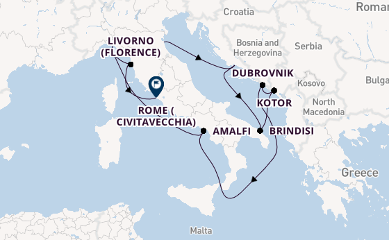 Mediterranean Sea from Ravenna, Italy with the Celebrity Constellation
