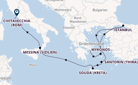 Mittelmeer ab Piräus (Athen), Griechenland auf der Oosterdam