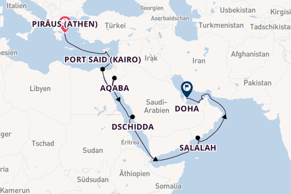 Naher Osten ab Piräus (Athen), Griechenland auf der Seven Seas Explorer