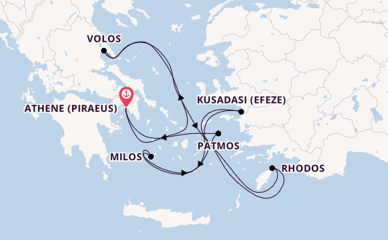 Oostelijke Middellandse Zee vanaf Athene (Piraeus), Griekenland met de EXPLORA I