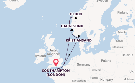 Norway from Southampton, England with the MSC Virtuosa