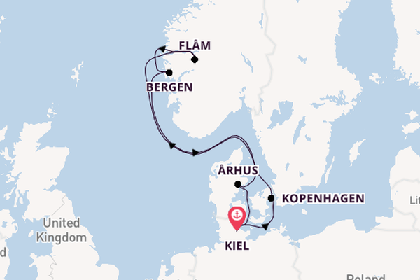 Noorwegen vanaf Kiel, Duitsland met de Costa Diadema
