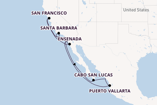 Amerikaanse Westkust vanaf San Diego, Verenigde Staten met de Koningsdam