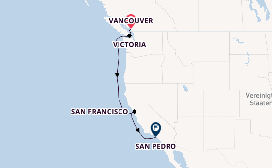 USA Westküste ab Vancouver, Kanada auf der Emerald Princess