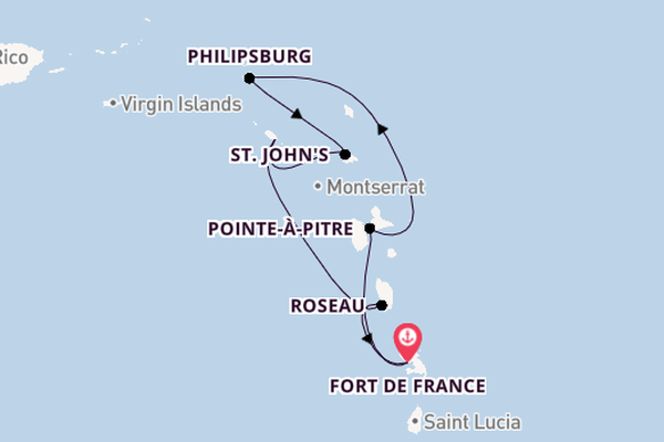 Southern Caribbean from Fort de France, Martinique with the MSC World Europa