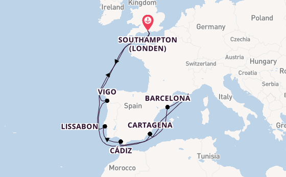 Westelijke Middellandse Zee vanaf Southampton (Londen), Engeland met de Sky Princess