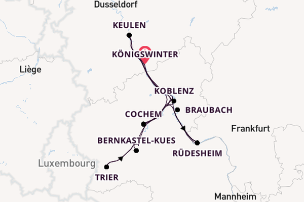 Rijn vanaf Königswinter, Duitsland met de Aurelia