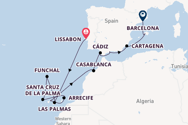 Canarische Eilanden vanaf Lissabon, Portugal met de Seven Seas Navigator
