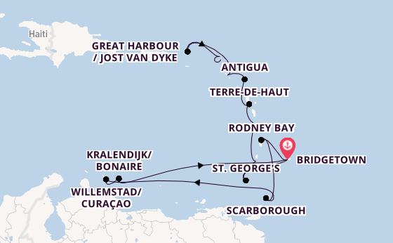 Southern Caribbean from Bridgetown, Barbados with the Seabourn Ovation 