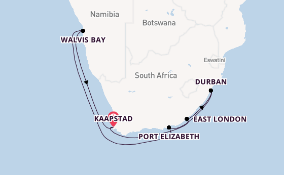 Zuid-Afrika vanaf Kaapstad, Zuid-Afrika met AIDAblu