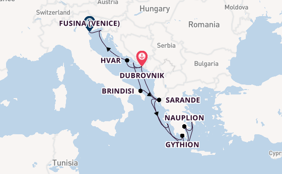 Oostelijke Middellandse Zee vanaf Dubrovnik, Kroatië met de Seabourn Quest