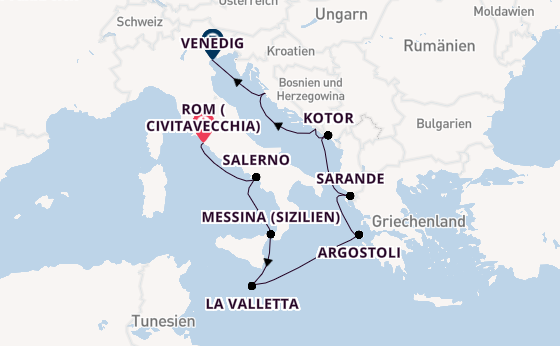 Mittelmeer ab Civitavecchia (Rom), Italien auf der Insignia