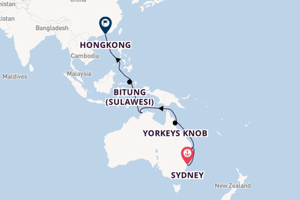 Australië vanaf Sydney, Australië met de Queen Mary 2