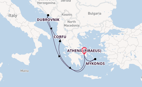 Eastern Mediterranean from Athens (Piraeus), Greece with the Scarlet Lady
