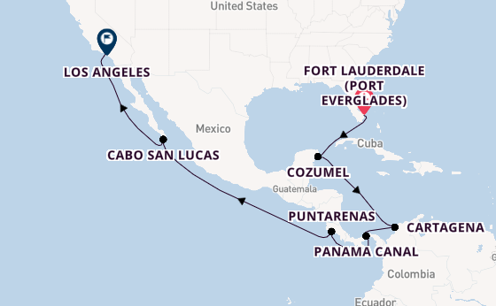 Central America from Fort Lauderdale (Port Everglades), Florida, USA with the Viking Sky