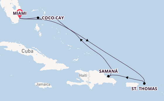 Caribbean vanaf Miami, Verenigde Staten met de Independence of the Seas