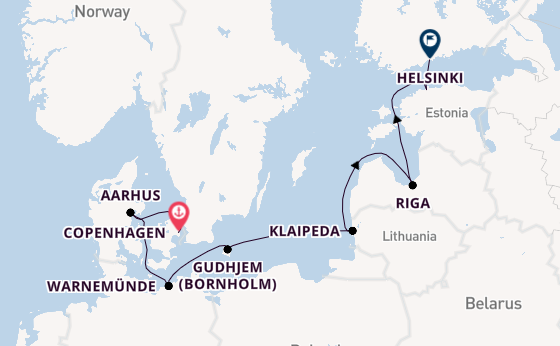 Baltic Sea from Copenhagen, Denmark with the Caribbean Princess