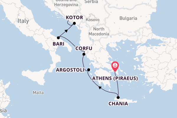 Eastern Mediterranean from Athens (Piraeus), Greece with the Regatta