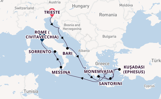 Mediterranean Sea from Trieste, Italy with the Seven Seas Prestige