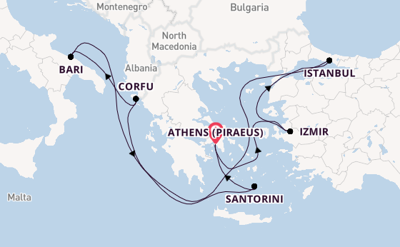 Mediterranean Sea from Athens (Piraeus), Greece with the MSC Orchestra 