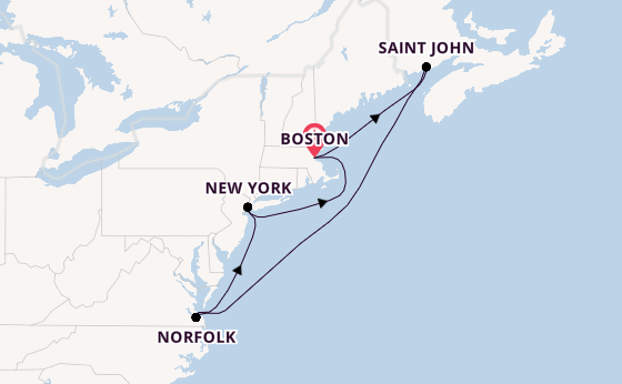 East Coast USA from Boston, Massachusetts, USA with the Zuiderdam