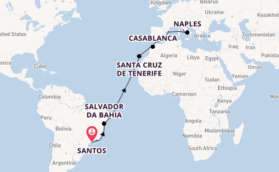 Transatlantic from Santos, Brazil with the MSC Divina