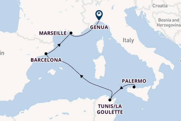 Westelijke Middellandse Zee vanaf Palermo, Sicilië met de MSC Euribia