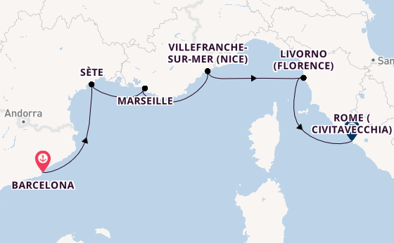 Western Mediterranean from Barcelona, Spain with the Viking Libra