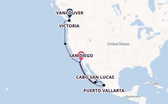 Mexicaanse Riviera vanaf San Diego, Verenigde Staten met de Koningsdam