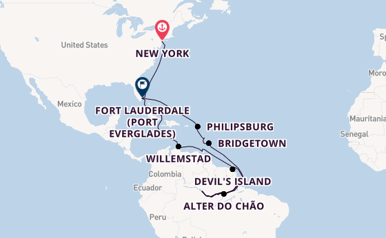 South America from New York with the Volendam