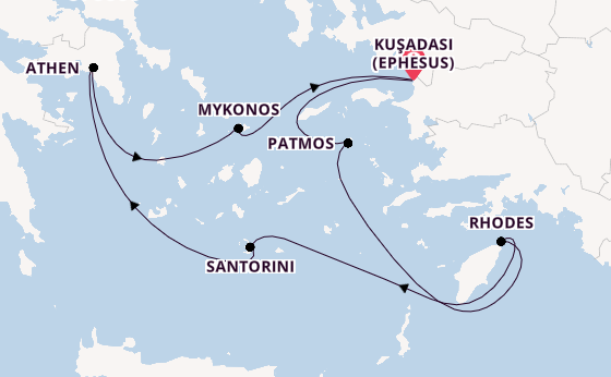 Eastern Mediterranean from Kuşadası (Ephesus), Turkey with the Celestyal Discovery