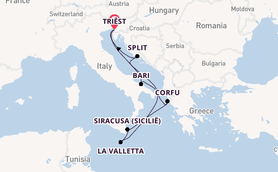 Middellandse Zee vanaf Triëst, Italië met de Costa Deliziosa