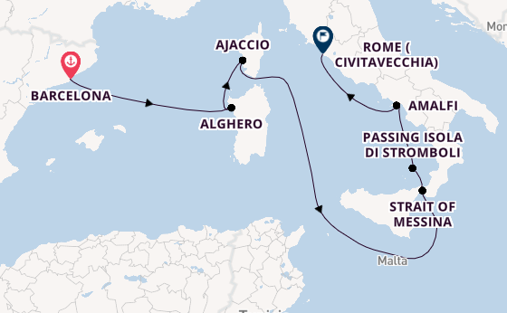 Western Mediterranean from Barcelona, Spain with the Queen Victoria