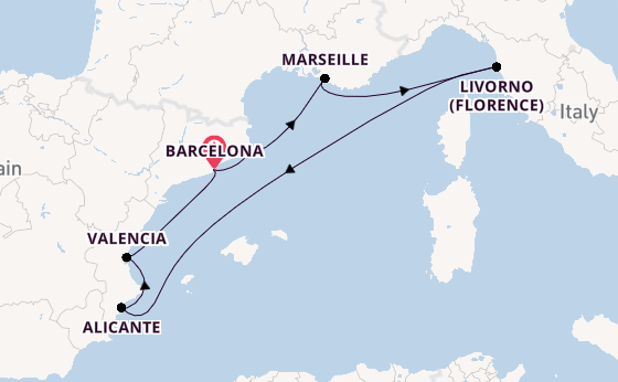 Western Mediterranean from Barcelona, Spain with the Seven Seas Voyager