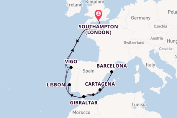 Western Mediterranean from Southampton (London), England, United Kingdom with the Iona