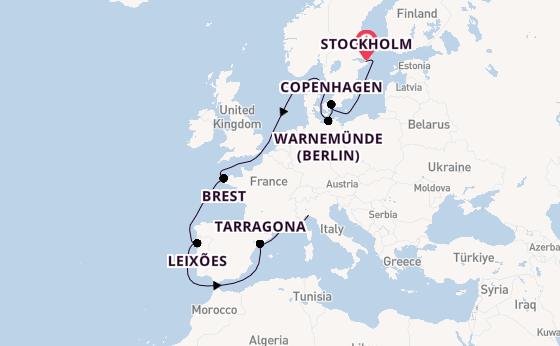 Western Mediterranean from Stockholm, Sweden with the MSC Magnifica