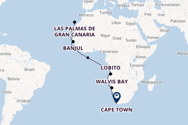 Africa from Santa Cruz de Tenerife, Spain with the MS EUROPA 2