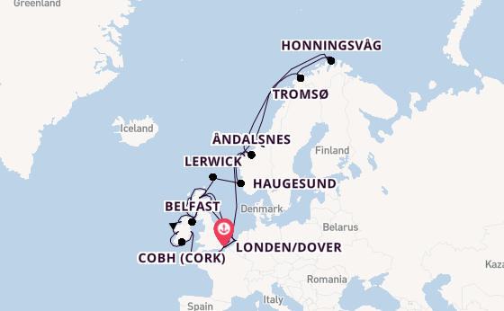 Britse Eilanden vanaf Londen/Dover, Groot-Brittannië met de Nieuw Statendam