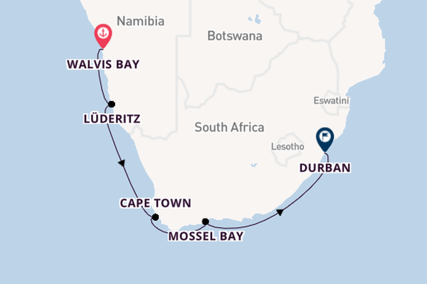 Africa from Walvis Bay, Namibia with the Le Bougainville